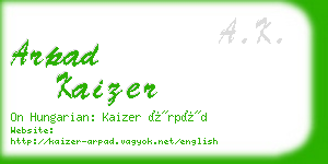 arpad kaizer business card
